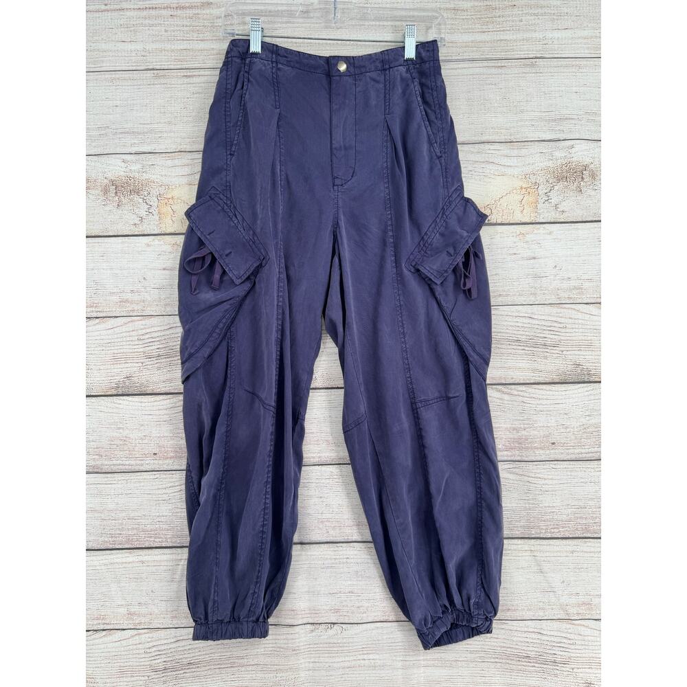 Pilcro Anthropologie Linen Blend Cargo Jogger Pants‎ Womens XS Blue Purple